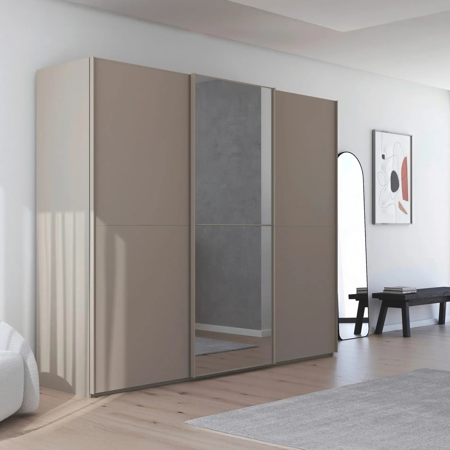 Supreme Duo Fango 3 Door Sliding Wardrobe with Mirror