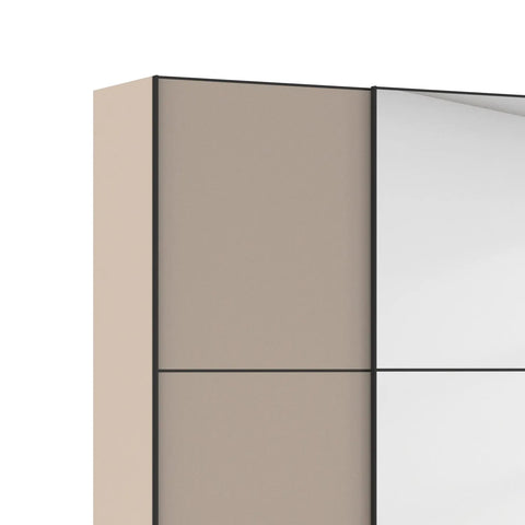 Supreme Duo Fango 4 Door Sliding Wardrobe with Mirror & Black Trim