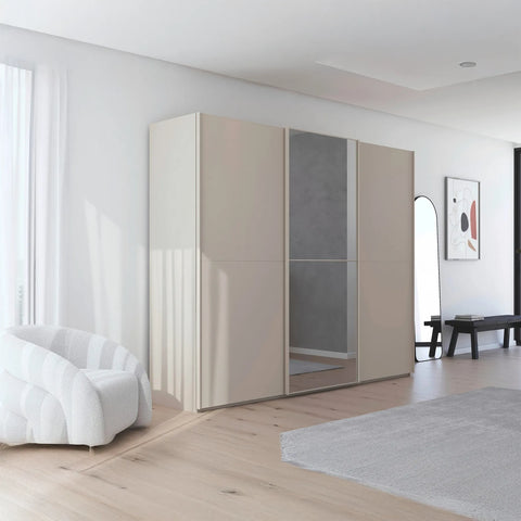 Supreme Duo Champagne Glass & Mirror 3 Door Sliding Door Wardrobe