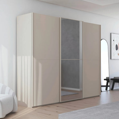 Supreme Duo Champagne Glass & Mirror 3 Door Sliding Door Wardrobe