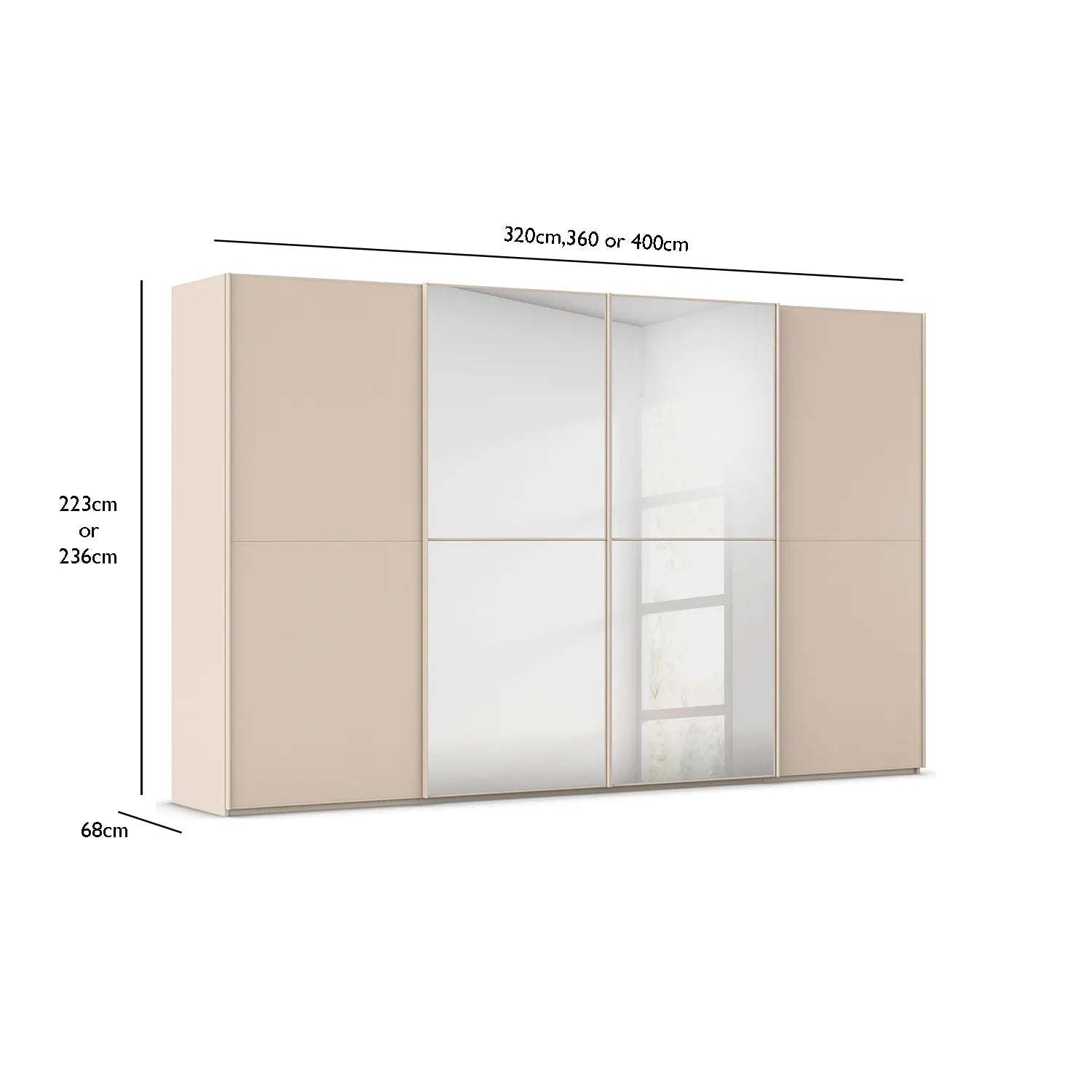 Supreme Duo Champagne Glass & Mirror 4 Door Sliding Door Wardrobe