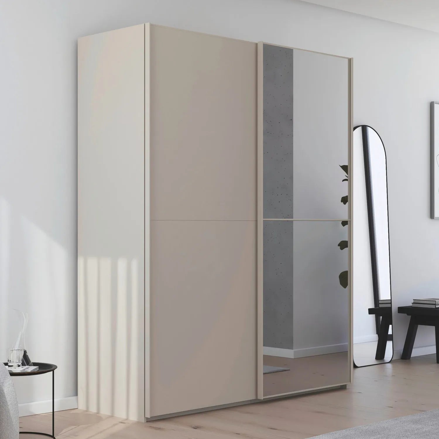 Supreme Duo Champagne Glass Sliding Door Wardrobe with Mirror