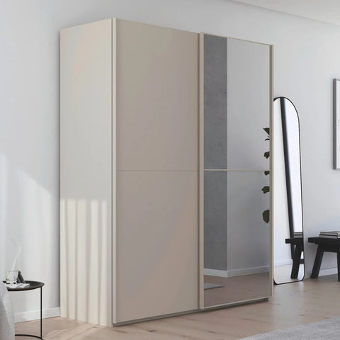 Supreme Duo Champagne Glass Sliding Door Wardrobe with Mirror