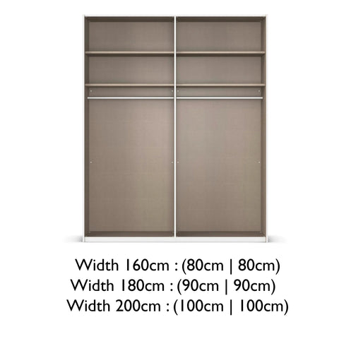 Supreme Duo Champagne Glass Sliding Door Wardrobe with Mirror