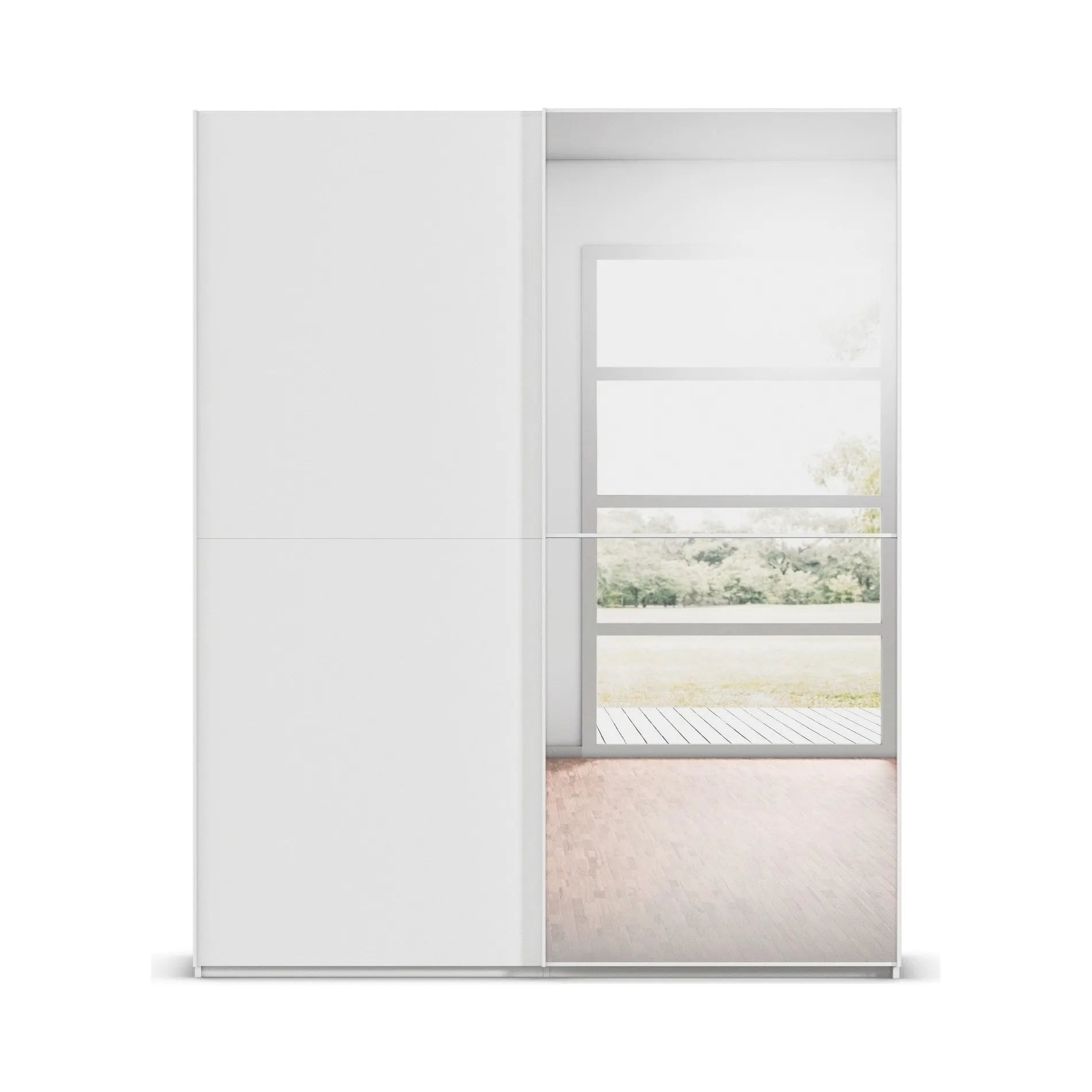 Supreme Duo White Glass & Mirror 2 Door Sliding Door Wardrobe