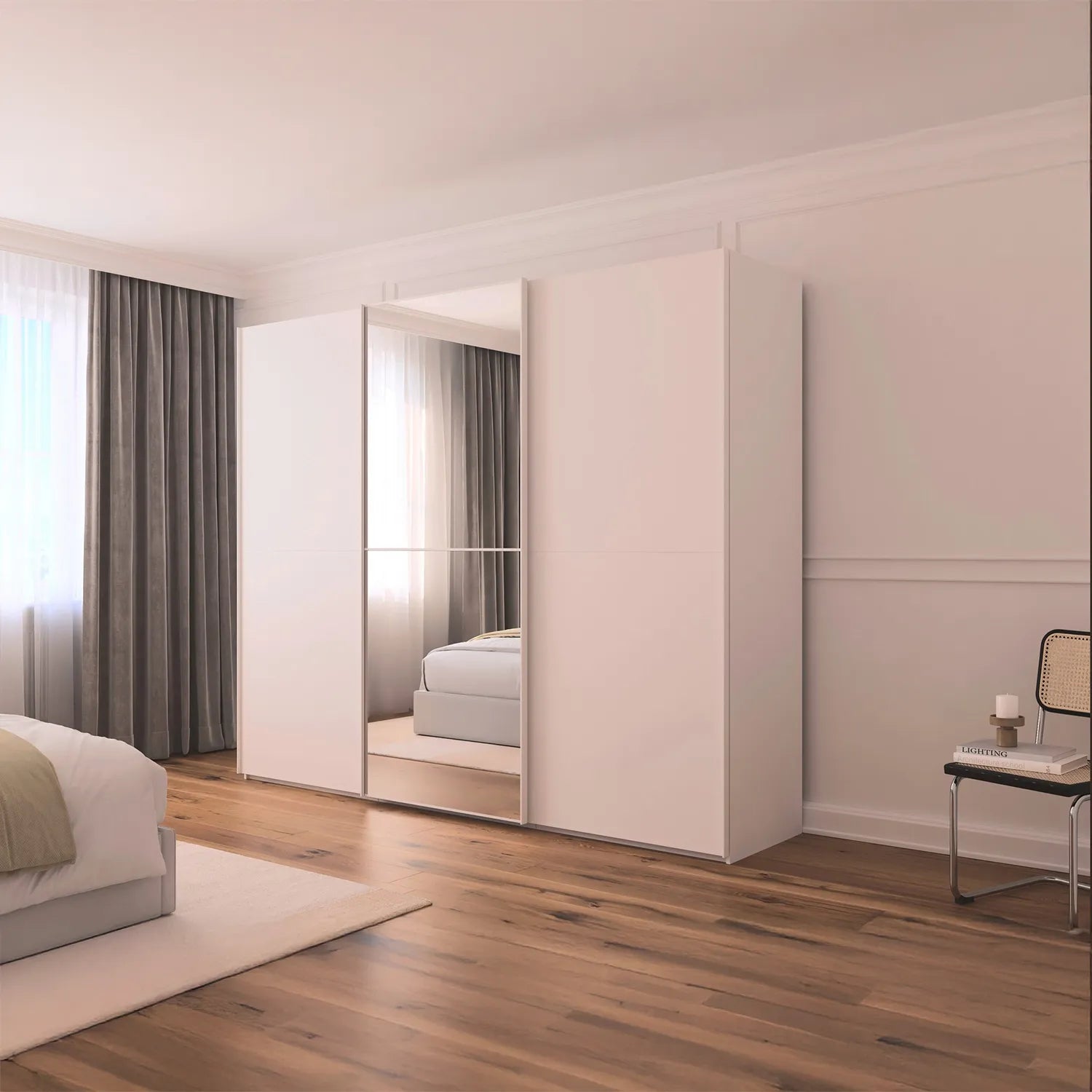 Supreme Duo White Glass & Mirror 3 Door Sliding Wardrobe