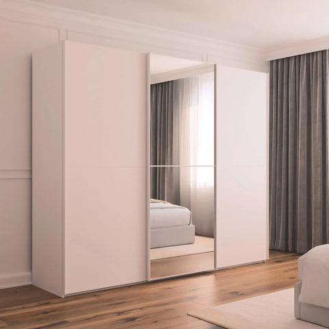 Supreme Duo White Glass & Mirror 3 Door Sliding Wardrobe