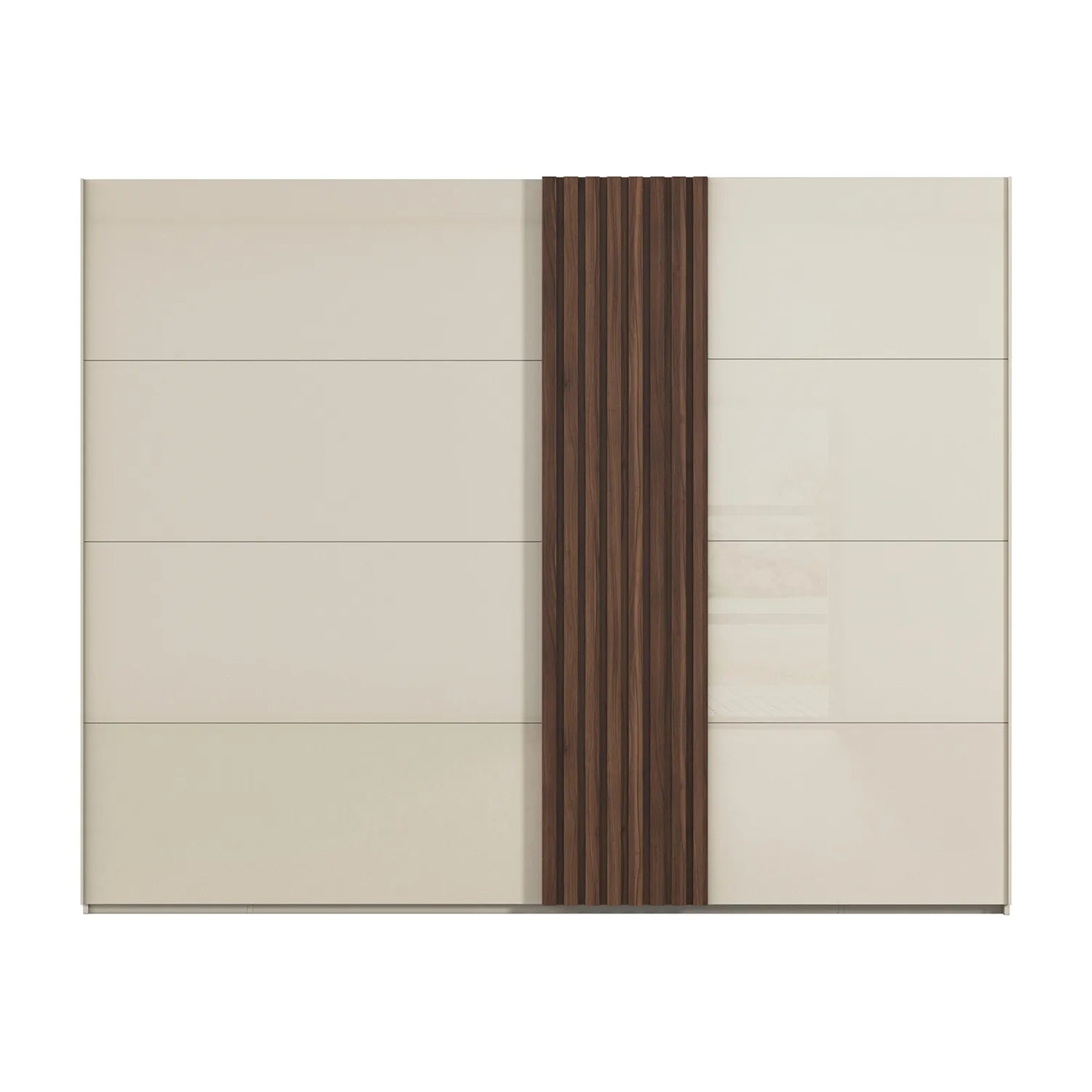 Rauch Tegra Fusion Champagne Glass and Walnut Oak Sliding Door Wardrobe - Pendle Village Furniture