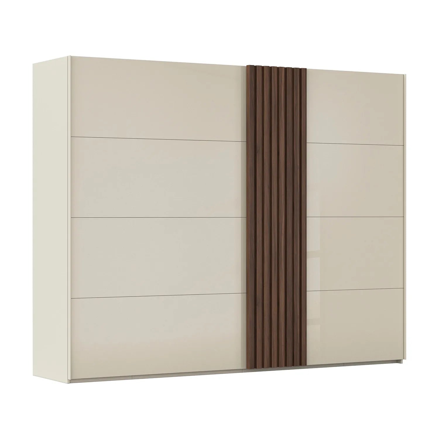 Rauch Tegra Fusion Champagne Glass and Walnut Oak Sliding Door Wardrobe - Pendle Village Furniture