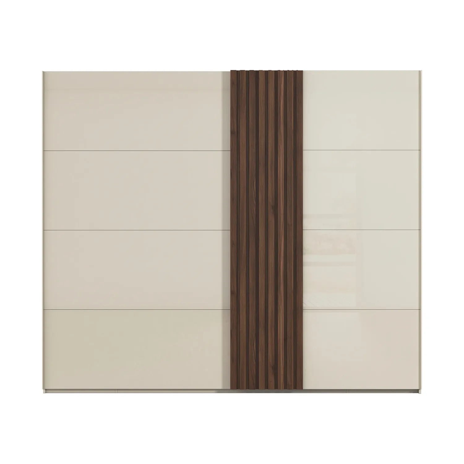 Rauch Tegra Fusion Champagne Glass and Walnut Oak Sliding Door Wardrobe - Pendle Village Furniture