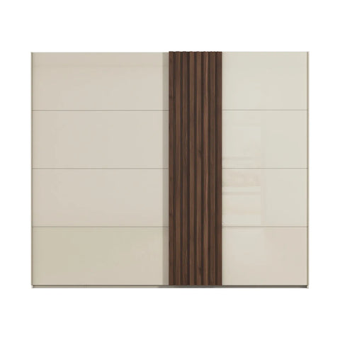 Rauch Tegra Fusion Champagne Glass and Walnut Oak Sliding Door Wardrobe - Pendle Village Furniture
