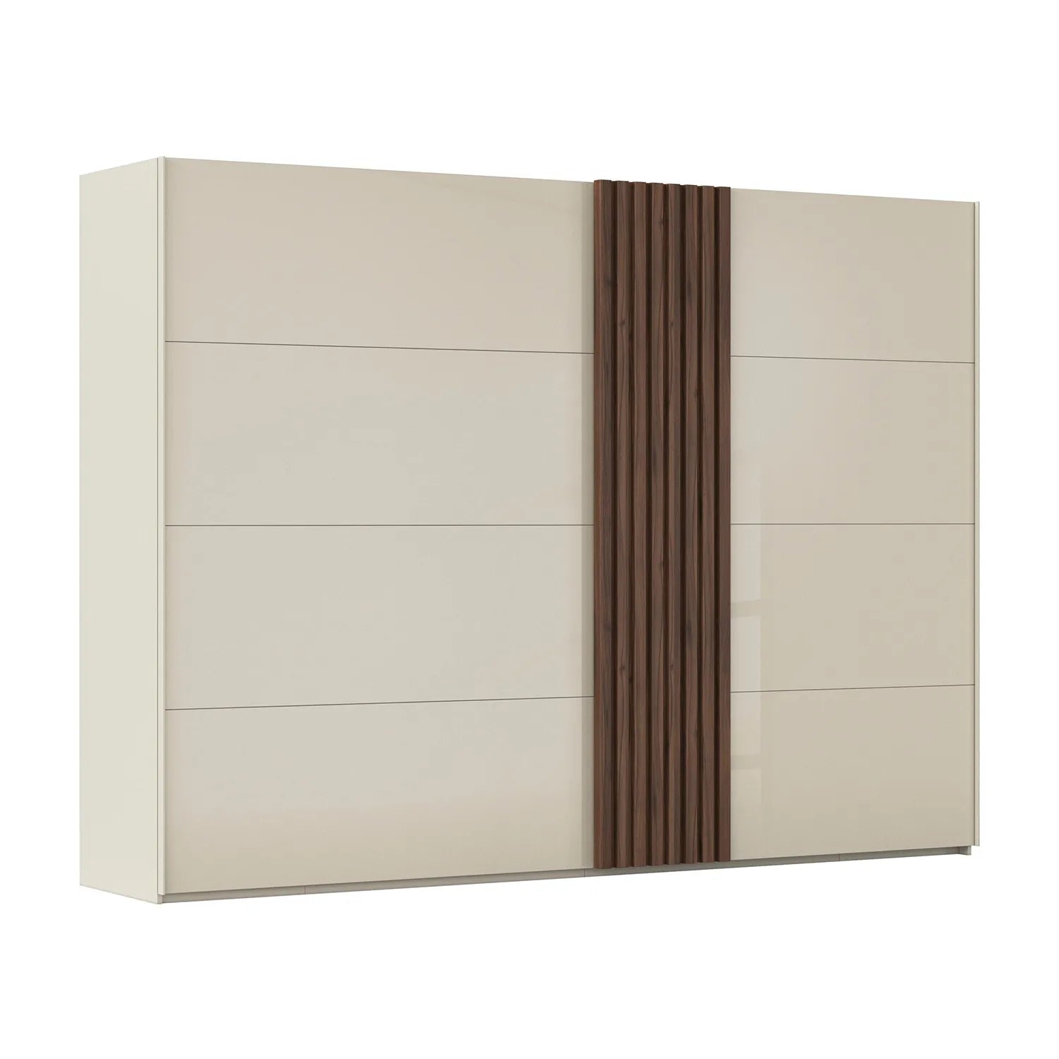 Rauch Tegra Fusion Champagne Glass and Walnut Oak Sliding Door Wardrobe - Pendle Village Furniture