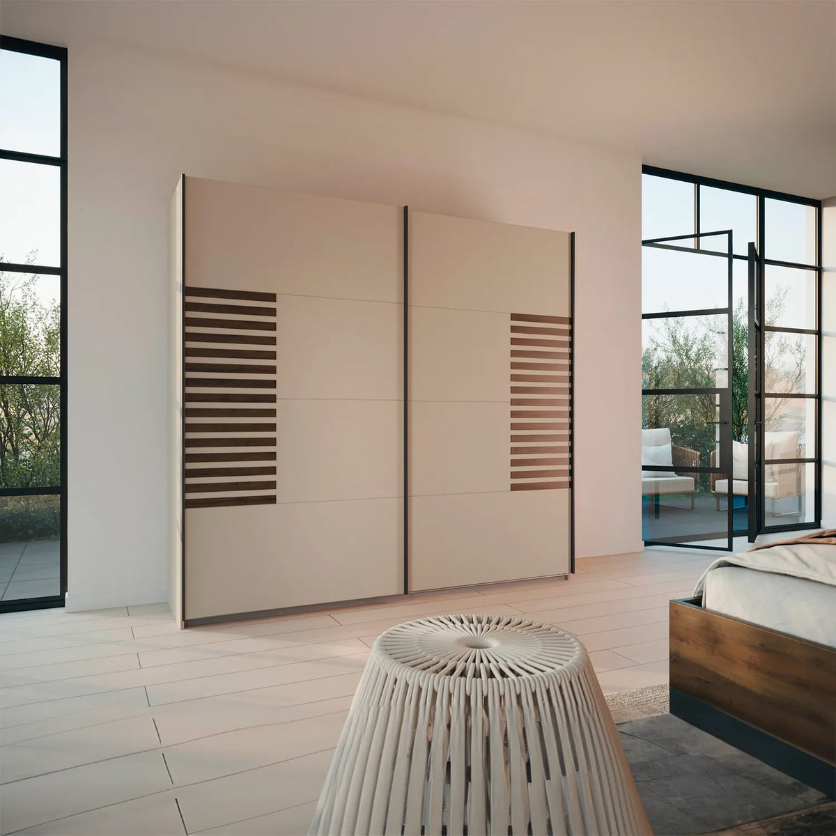 Vestro Champagne Decor Sliding Door Wardrobe - Pendle Village Furniture