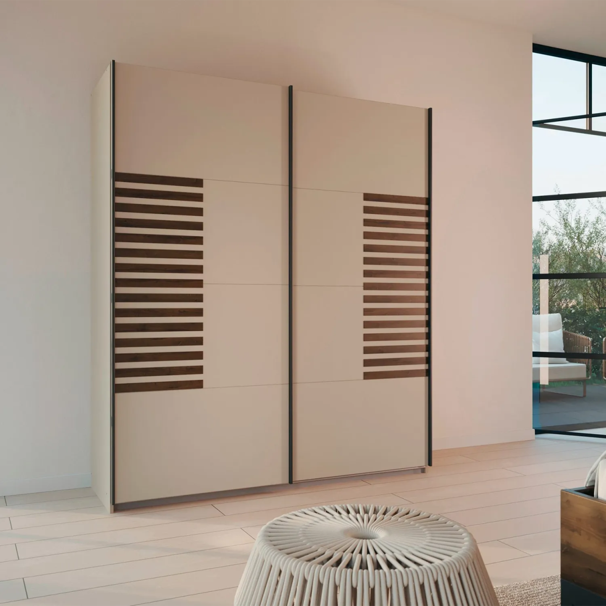 Vestro Champagne Sliding Door Wardrobe - W181cm - Pendle Village Furniture