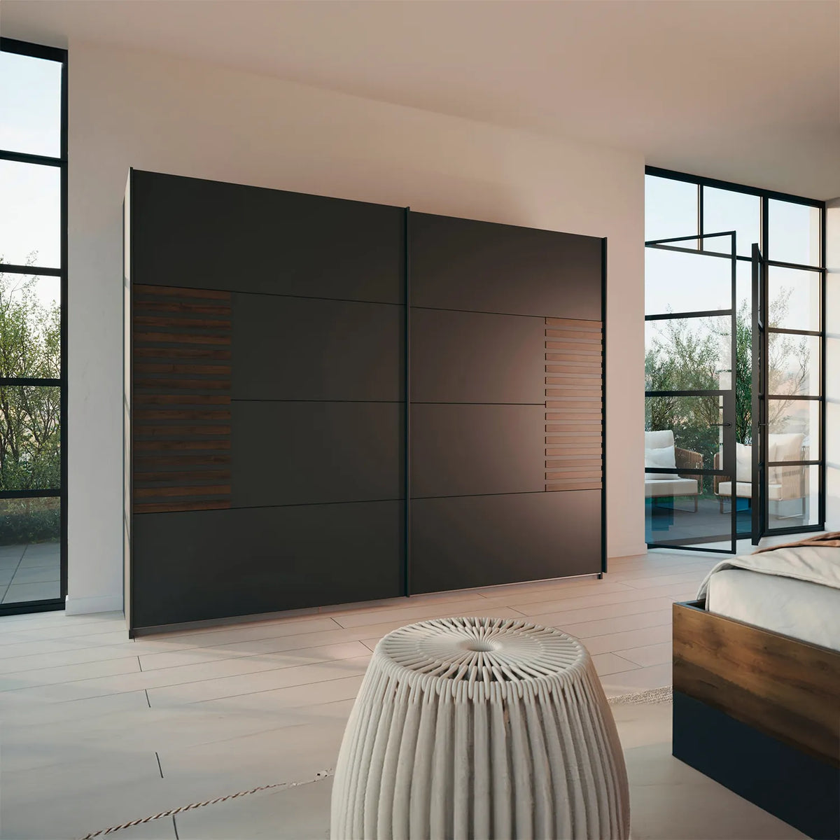Vestro Metallic Grey Sliding Door Wardrobe - Pendle Village Furniture