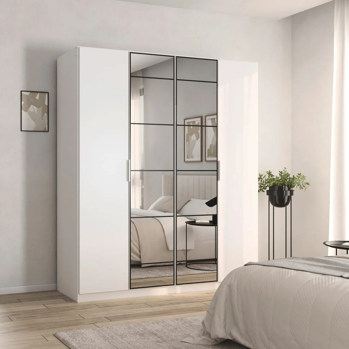 Ashworth 181cm 4 Door Hinged Wardrobe – White - Pendle Village Furniture