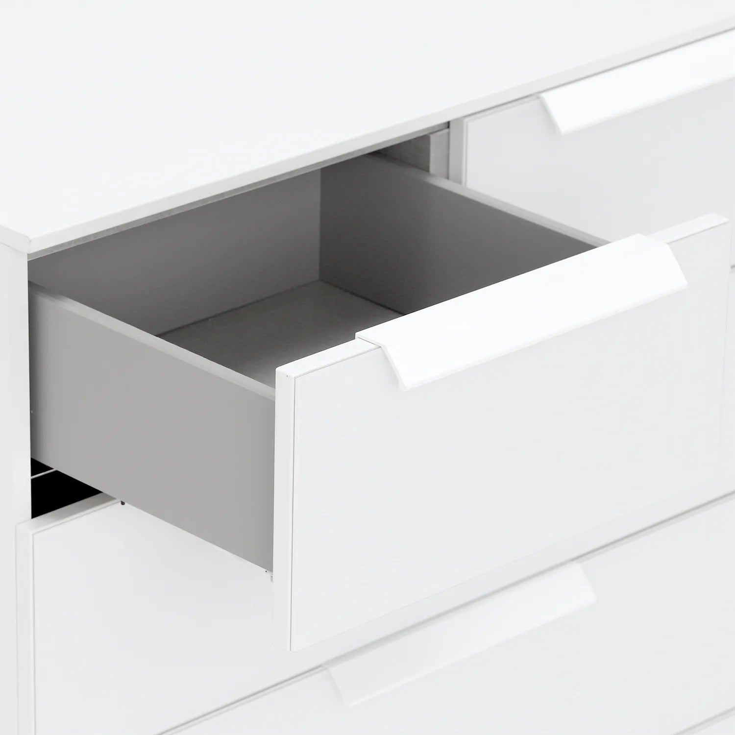 Rauch Perth 5 Drawer White Glass Chest - Top Drawer