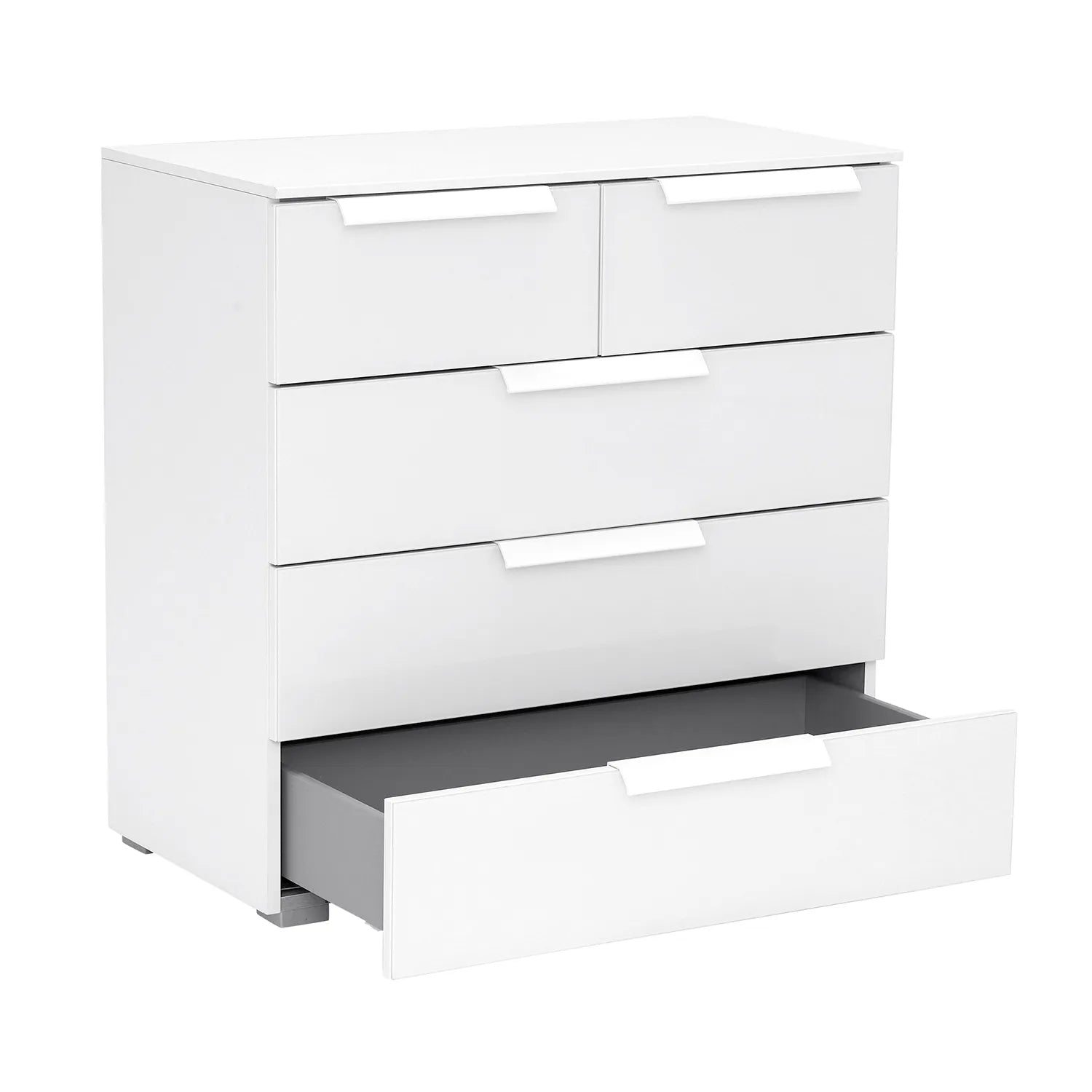 Rauch Perth 2 on 3 Drawer White Glass Chest