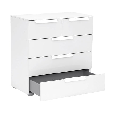 Rauch Perth 2 on 3 Drawer White Glass Chest