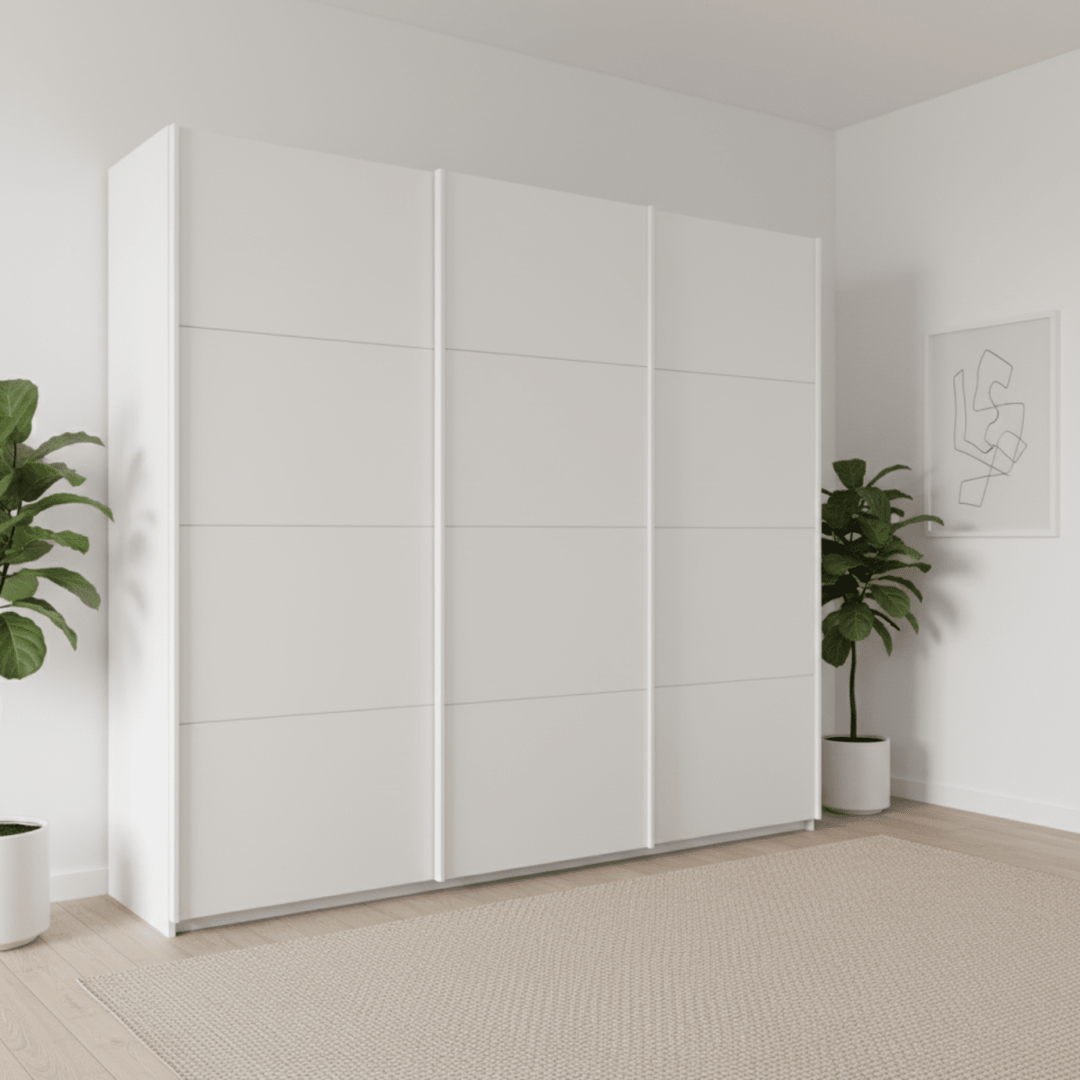 Forms Decor 203 CM White 3 Door Sliding Wardrobe