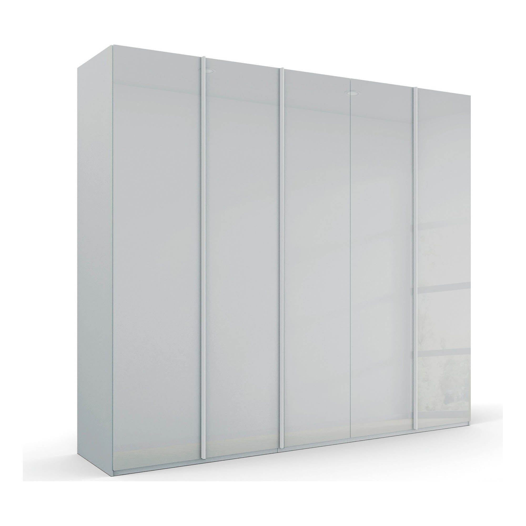 Grey 5 Door Wardrobe, Rauch Skat Meridian Hinged Door Wardrobe, Size: width 250cm Height 223cm or 235cm, Available in Choice of 3 Colours Basalt Glass, White Glass, Silk Grey Glass, At pendle village furniture online sale Interest Free Monthly payments Free Delivery and Assembly - 001