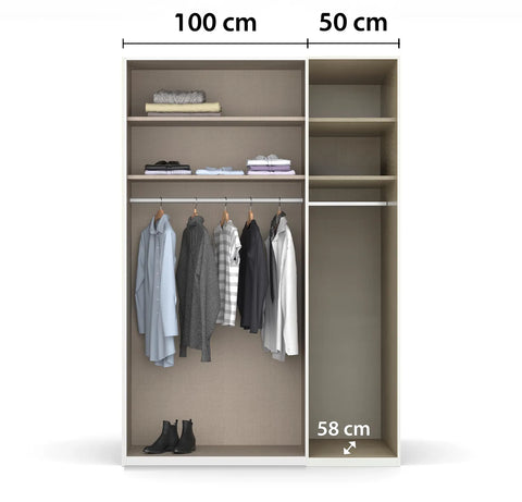 Kacey 151cm 3 Door Wardrobe With Middle Glass Door