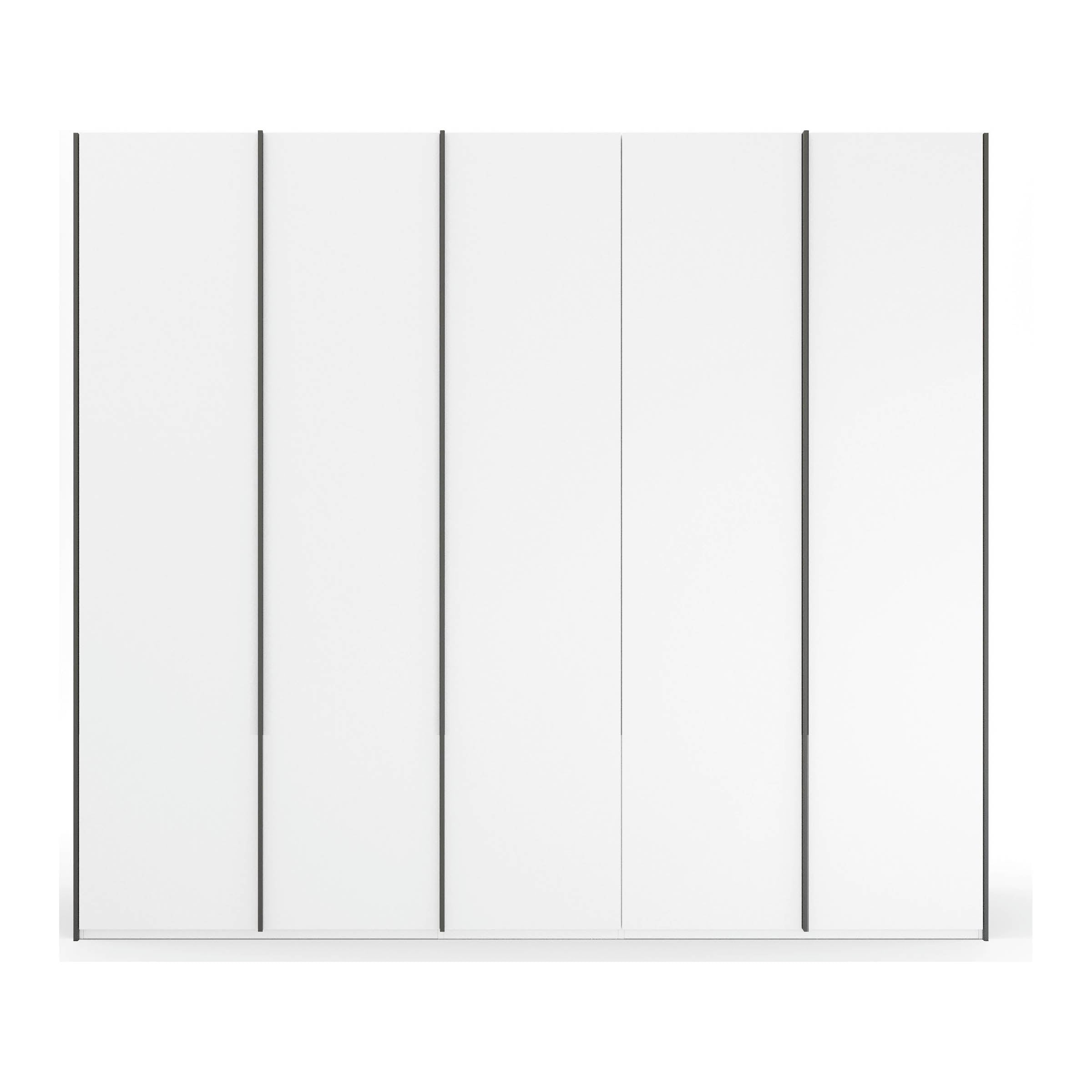 White Wardrobe 5 door, Rauch Skat Meridian with Long Metal Graphite Door Handles Size:  Width 251 Height 223 or 235cm Depth 60cm, choice of 3 colours available White, Grey and Black - 003