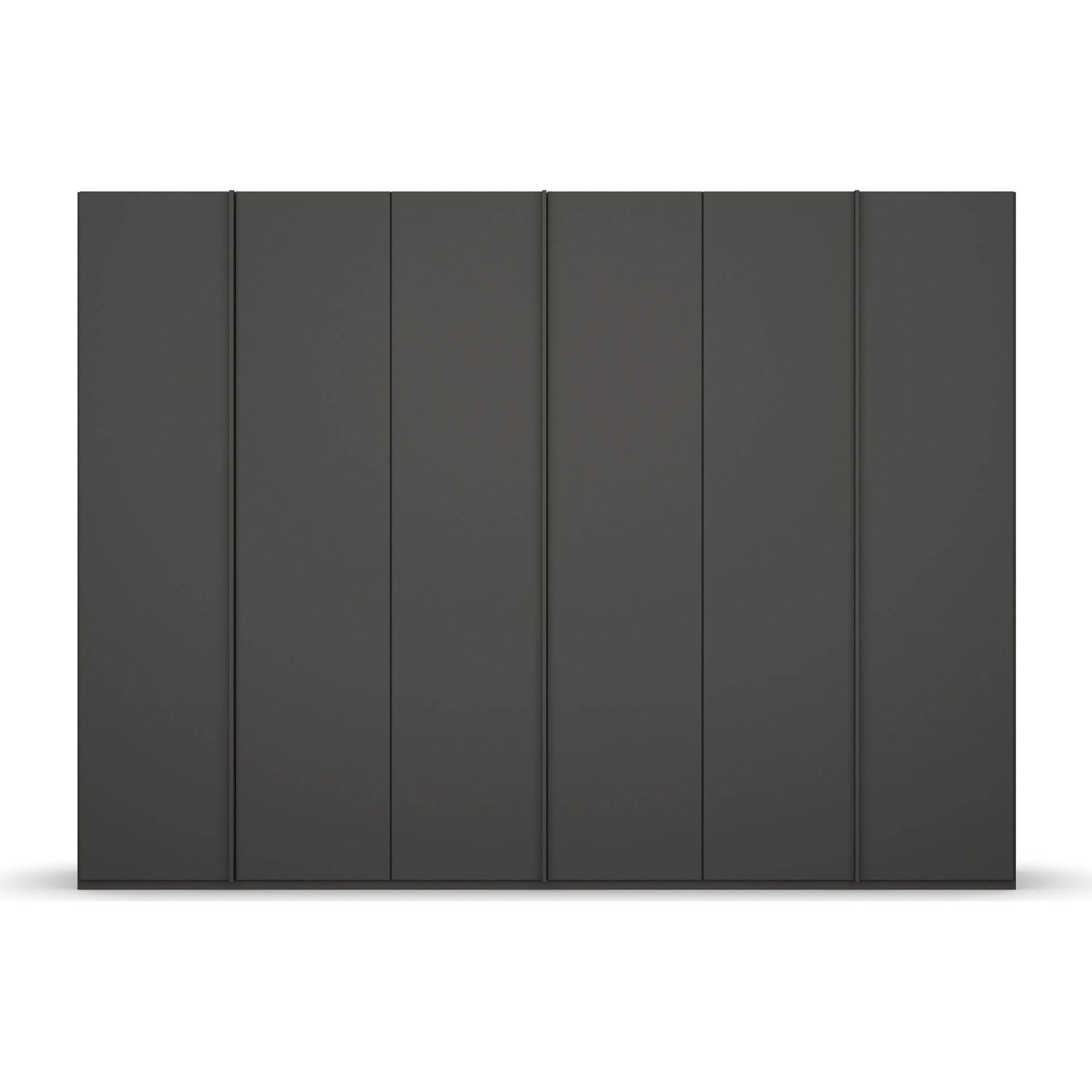 Black 6 Door Wardrobe, Rauch Skat Meridian, Size: Width 301cm Height 223cm or 235cm Depth is 60cm, Available in choice of 3 Colours White, Grey and Black, Comes with Free Delivery and Assembly, Online Sale monthly Payment option available - 003