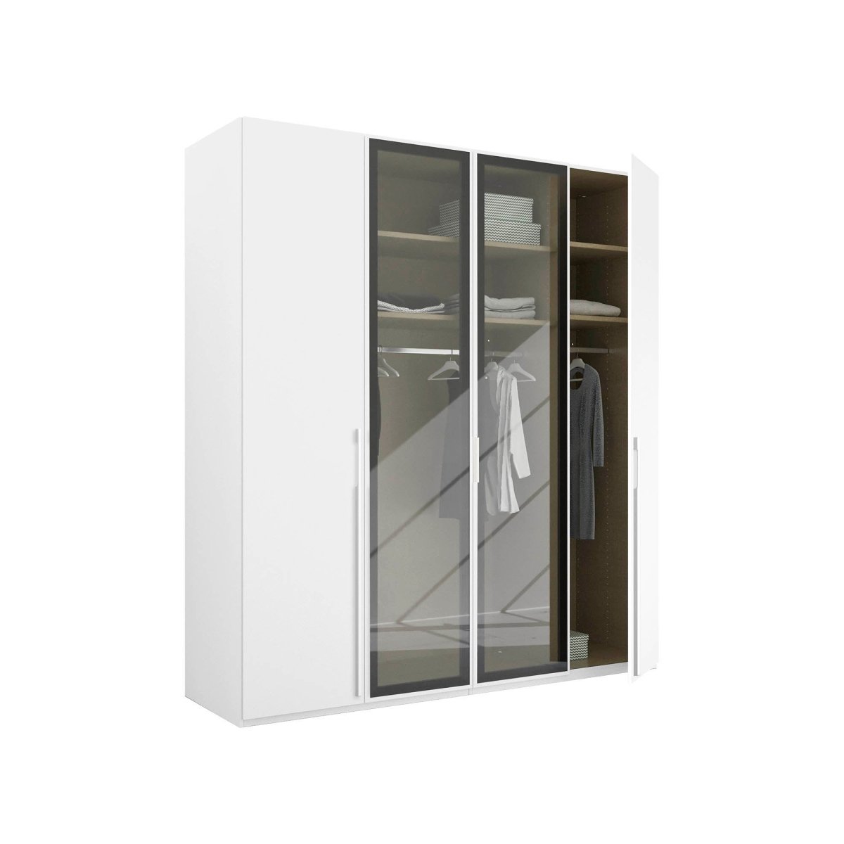 Rauch Kacey 201cm 4 Door Wardrobe 2 Transparent Glass Doors - Pendle Village Furniture