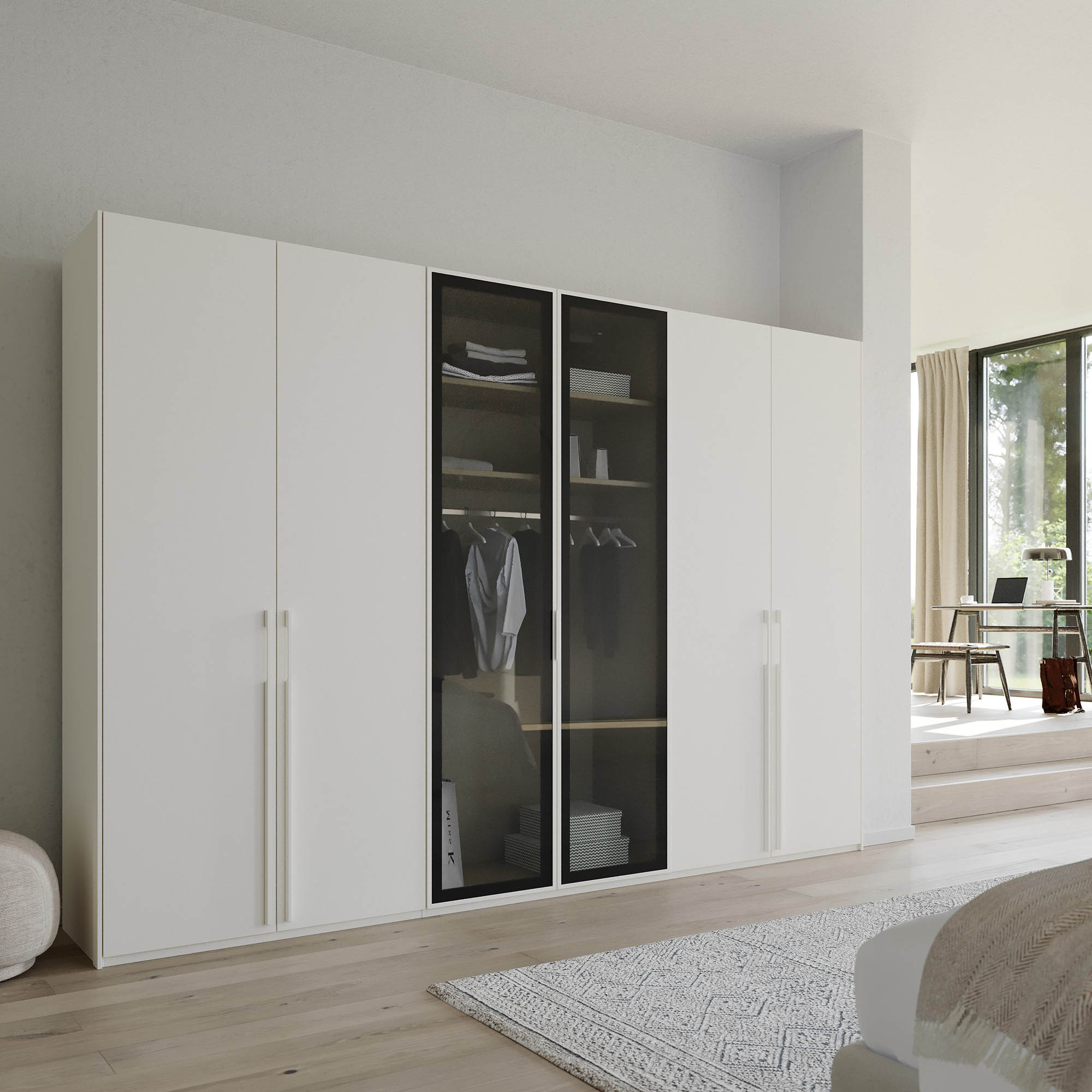 6 door wardrobe grey discount
