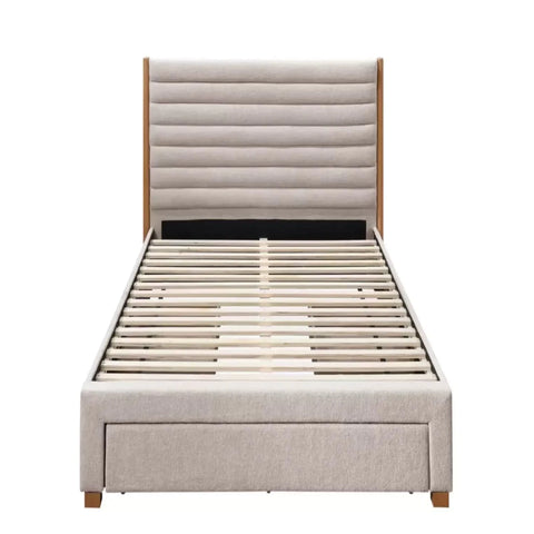 Underbed drawers designed for storing bedding clothing and essentials.