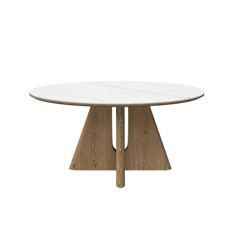 Reese Oval White Marble Effect Ceramic Dining Table – 160cm