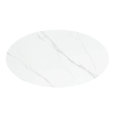 Reese Oval White Marble Effect Ceramic Dining Table – 160cm