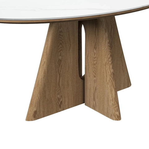 Reese Oval White Marble Effect Ceramic Dining Table – 160cm