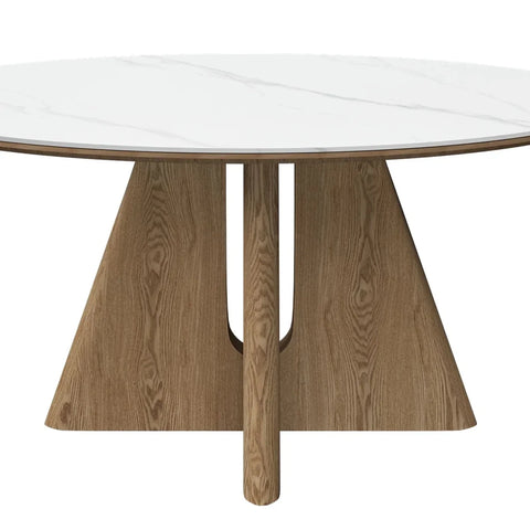 Reese Oval White Marble Effect Ceramic Dining Table – 160cm