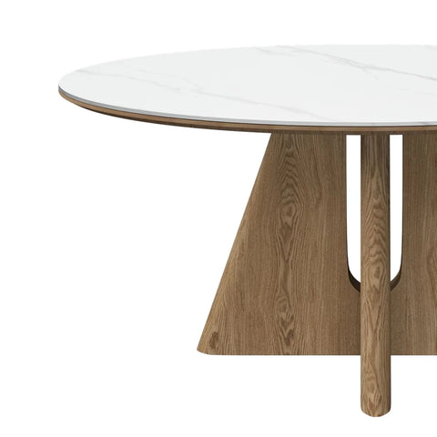 Reese Oval White Marble Effect Ceramic Dining Table – 160cm
