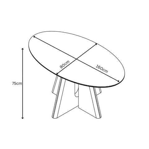 Reese Oval White Marble Effect Ceramic Dining Table – 160cm