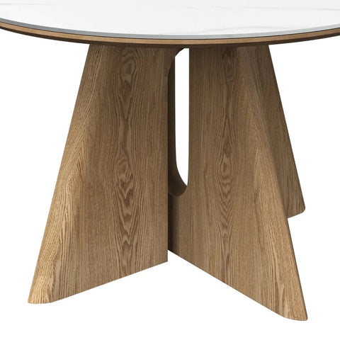 Reese Round White Marble Effect Ceramic Dining Table – 120cm