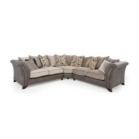 Large L-shaped Regent sofa with fibre cushions and hardwood frame..
