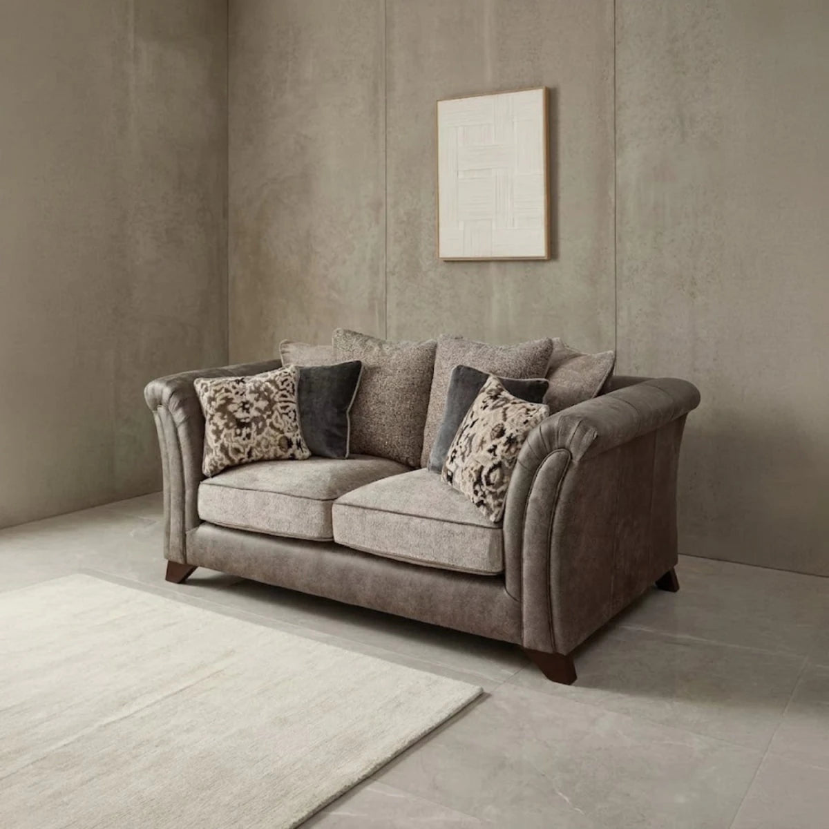 Modern 2 seater sofa with soft upholstery and durable hardwood frame.