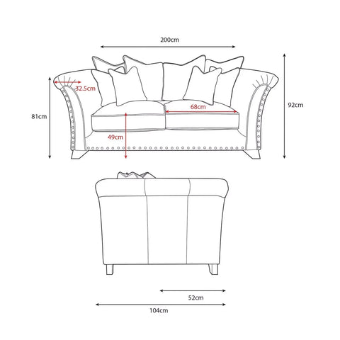 Regent Fabric Scatter Back 2 Seater Sofa