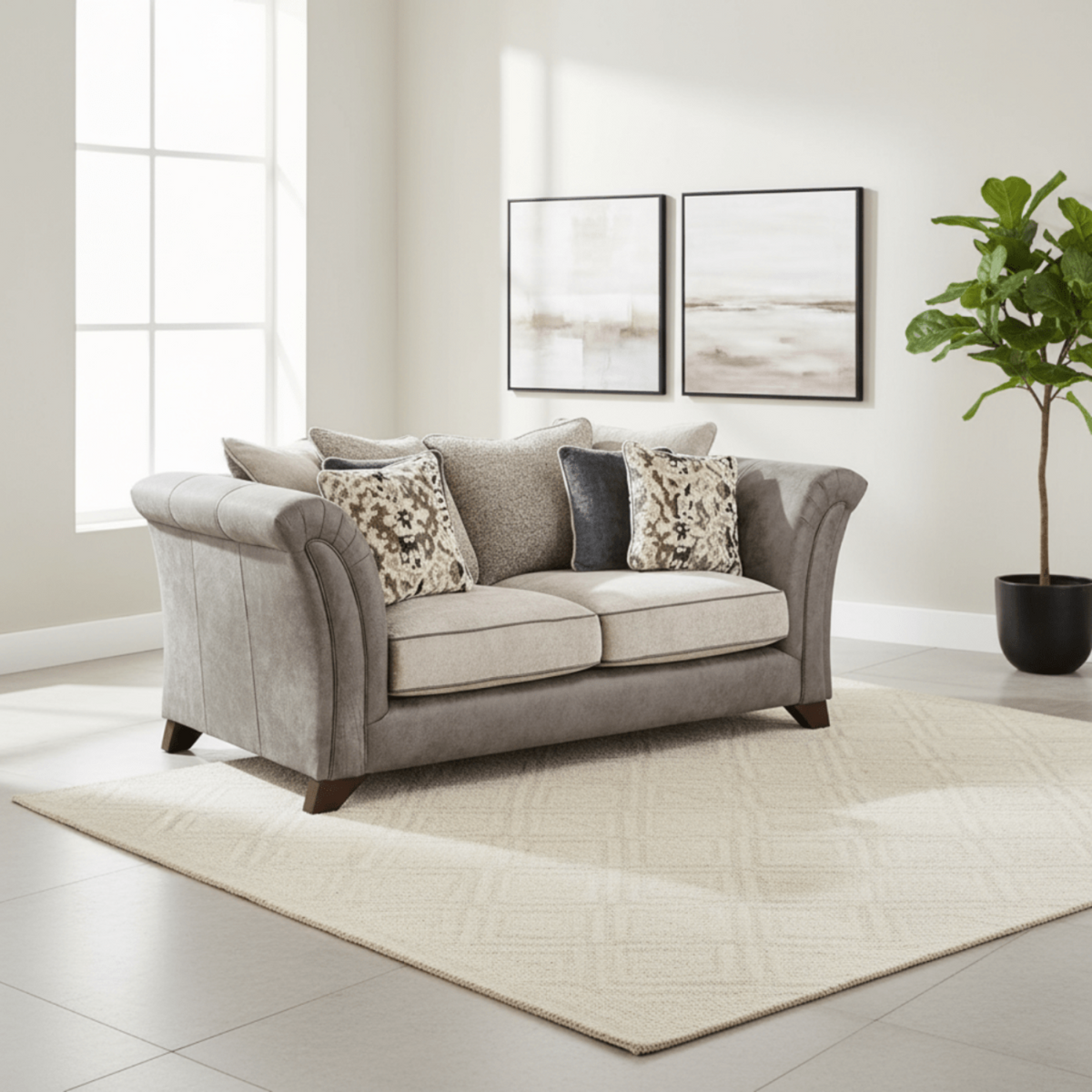 Modern 2 seater sofa with soft upholstery and durable hardwood frame..