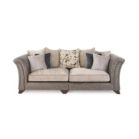 Large 4 seater sofa with deep seating and hardwood wooden legs.
