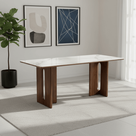Reid Walnut & Sunset Cloud Vein Dining Table - W180cm