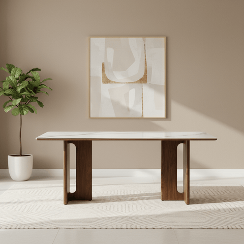 Reid Walnut & Sunset Cloud Vein Dining Table - W180cm