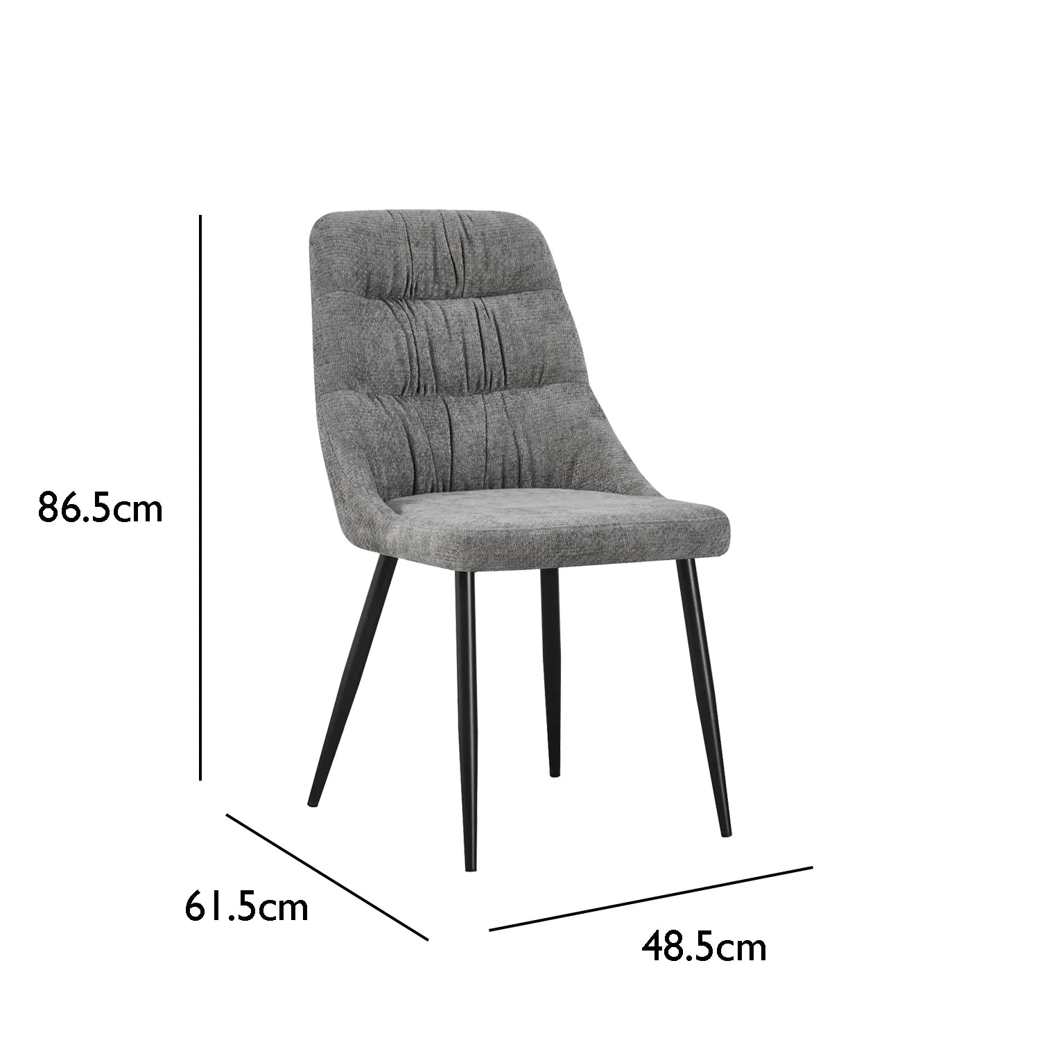 Rhodes Grey Chenille Fabric Dining Chairs – Set of 4 - Pendle Village Furniture