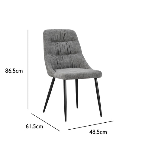 Rhodes Grey Chenille Fabric Dining Chairs – Set of 4 - Pendle Village Furniture