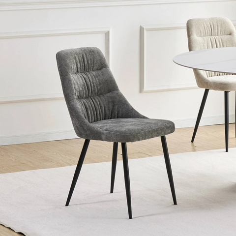 Rhodes Grey Chenille Fabric Dining Chairs – Set of 4 - Pendle Village Furniture