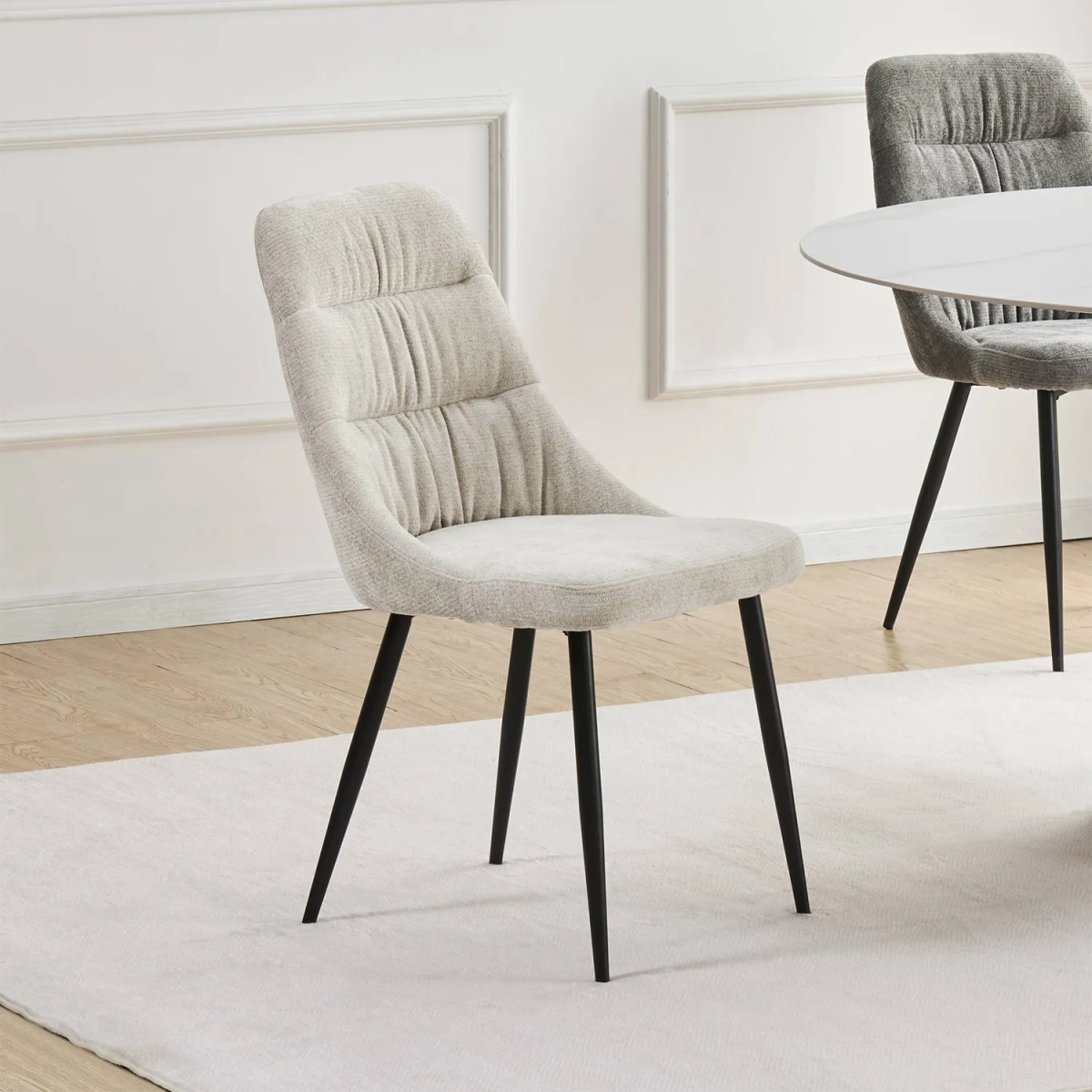 Rhodes Natural Chenille Fabric Dining Chairs – Set of 4 - Pendle Village Furniture