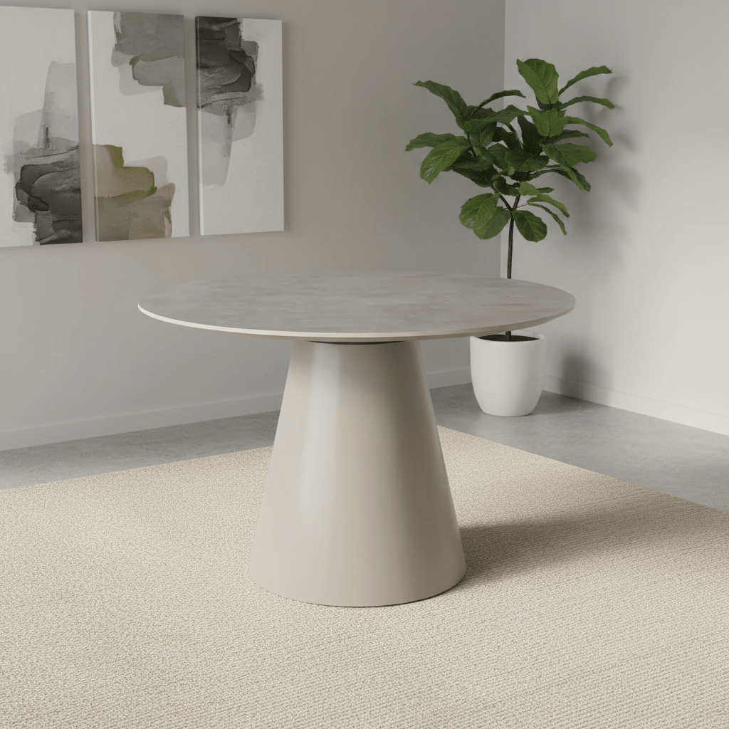 Ria 120cm Round Light Grey Melamine Dining Table